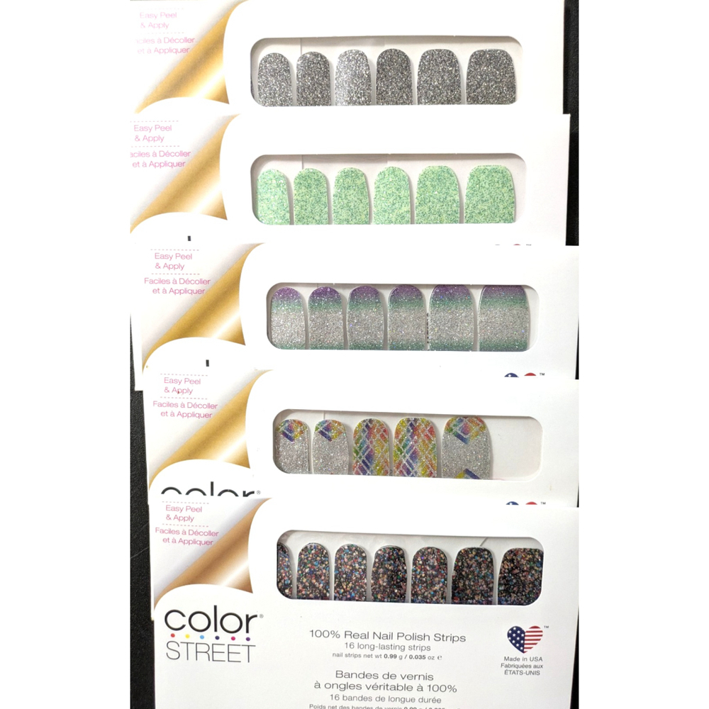 Color Street 100% Real Nail Polish Strips Lot of 5 New Glitter Ombre